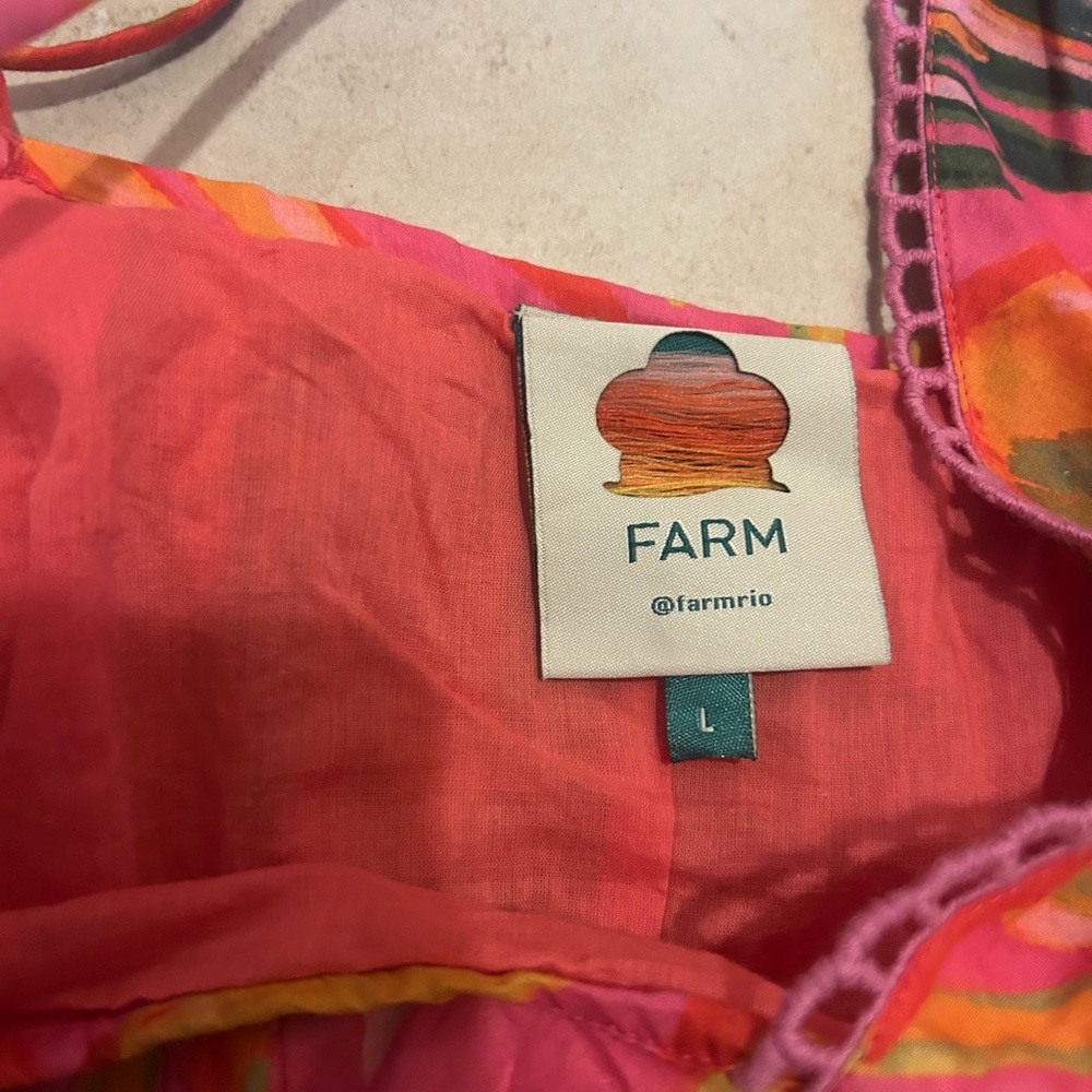 Farm Rio Maxi Dress Size- Large ,Tropical Print, Beach Ready, Resort Wear - Picture 10 of 11